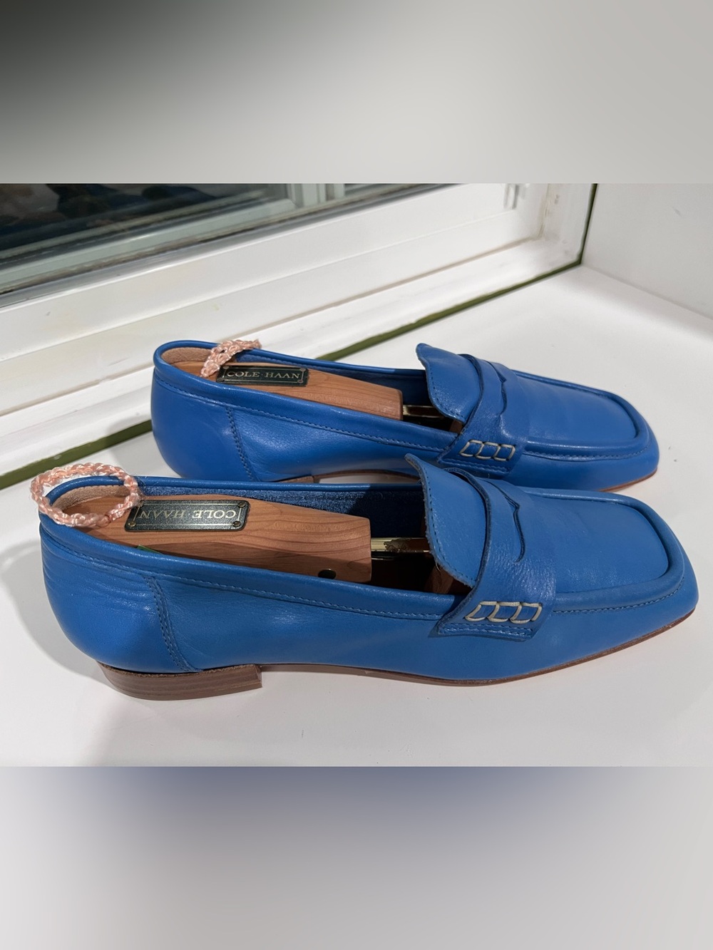 Venezia Cobalt Blue All Leather Penny Loafers Made in Italy Vero Cuoio 37 6.5-7 - Picture 2 of 9